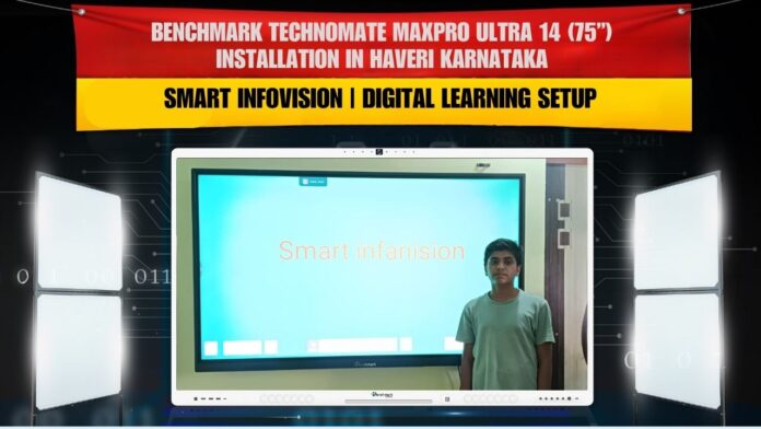 Benchmark MaxPro Ultra 14 Interactive Panel Installation by Smart Infovision in Haveri Karnataka | 75-inch Smart Board with Wall Mount Camera