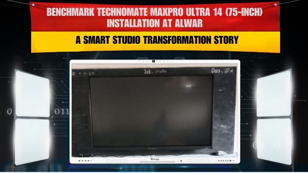 Smart Infovision installing Benchmark MaxPro Ultra 14 (75”) Interactive Flat Panel at Kids Convent Public Secondary School, Alwar — upgrading classrooms into smart digital learning spaces.