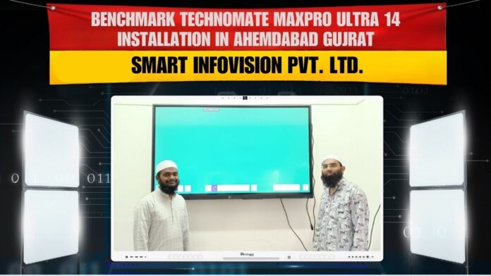 Benchmark Maxpro Ultra 14 75-inch interactive smart panel installation completed in Ahmedabad, Gujarat.