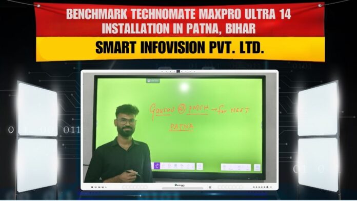 Benchmark MaxPro Ultra 14 75-inch interactive flat panel installed in Patna coaching center by Smart Infovision