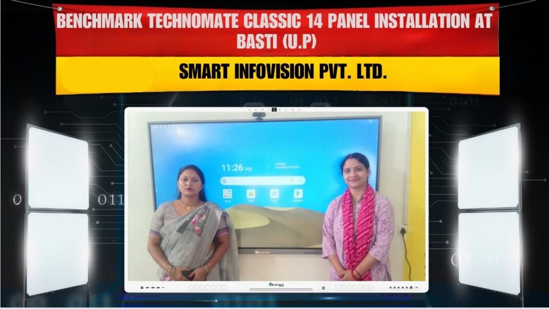 Benchmark Classic 14 75-inch interactive panel installation at M/S Vijay Construction, Basti (U.P.) by Smart Infovision.