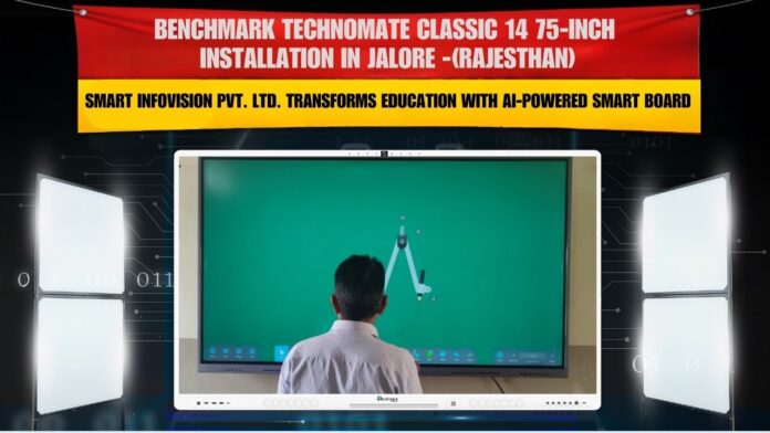 Benchmark Classic 14 (75-inch) interactive panel installation at Govt Senior Secondary School Malwara, Jalore by Smart Infovision.