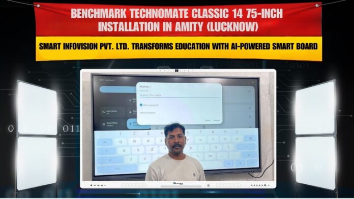 Benchmark Interactive Flat Panel (75-inch) ek high-performance digital board hai jo schools, universities, coaching centres aur training institutes ke liye specially designed hai.