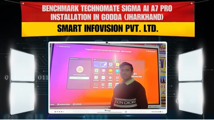 Digital Board Dealer in Godda Jharkhand installing Benchmark Sigma AI A7 75 Inch interactive flat panel