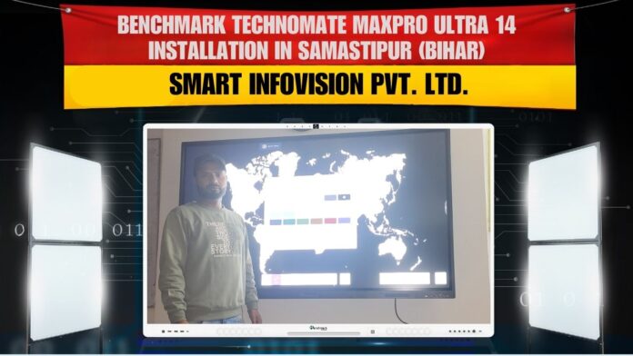 Benchmark Maxpro Ultra 14 75 Inch Digital Board Installation in Samastipur Bihar Digital Board Dealer in Samastipur Bihar installing Benchmark Maxpro Ultra 14 75 Inch interactive flat panel