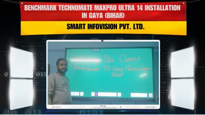 Digital Board Dealer in Gaya Bihar | Benchmark Maxpro Ultra 14 (75 Inch) Smart Board Installation Digital Board Dealer in Gaya Bihar installing Benchmark Maxpro Ultra 14 75 inch interactive flat panel