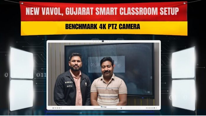 Benchmark 4K PTZ Camera Studio Setup Installation in Gujarat Professional teaching studio setup in Gujarat with Benchmark 4K PTZ Camera and Sennheiser wireless mic