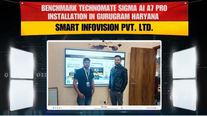 Benchmark Sigma AI-A7 Pro 75 inch digital board, 4K PTZ camera and vlog mic installed for Hemant Sharma in Gurugram Haryana Benchmark Sigma AI-A7 Pro 75 inch digital board, 4K PTZ camera and vlog mic installed for Hemant Sharma in Gurugram Haryana