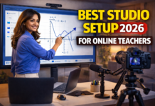 Best Studio Setup for Online Teachers (2026) | Complete Professional Guide best online teaching studio setup with camera mic lighting and digital board 2026