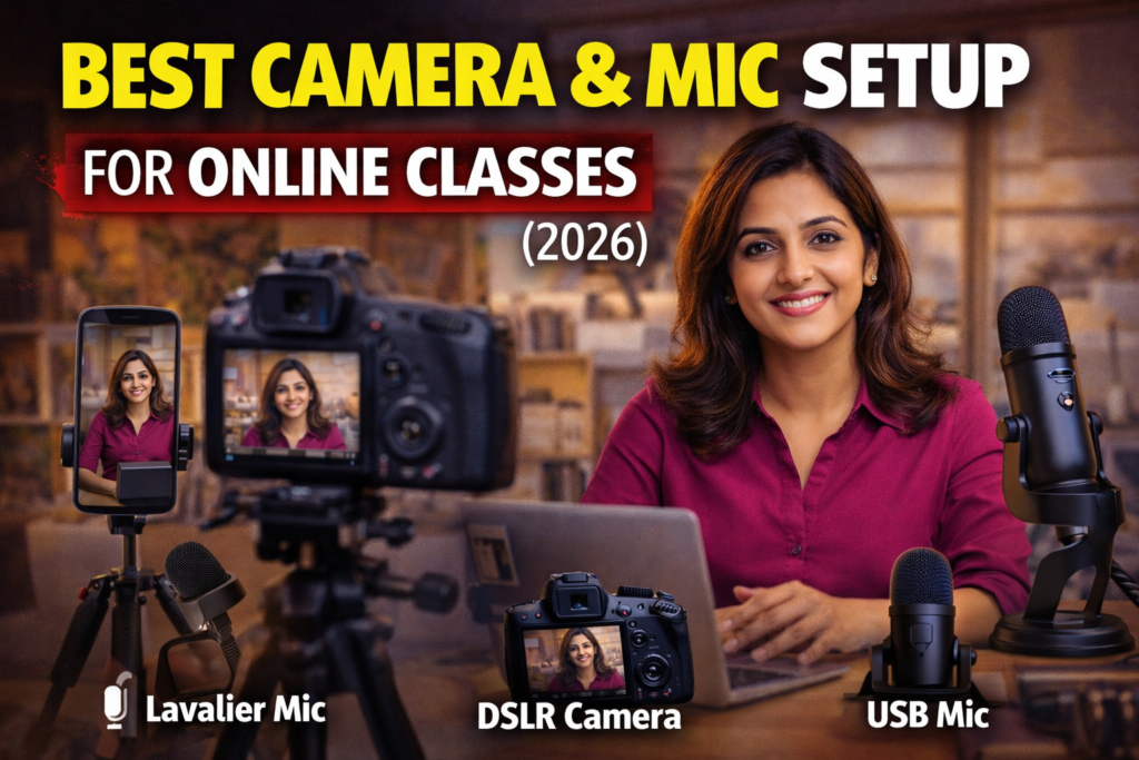 best camera and microphone setup for online classes with teacher recording professional lecture