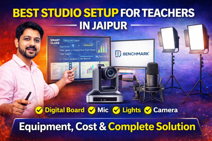 Jaipur me teachers ke liye best studio setup ka complete guide. Equipment, cost, Benchmark digital boards aur Smart Infovision ke solutions ke saath professional teaching start karein. Jaipur me teachers ke liye best studio setup ka complete guide. Equipment, cost, Benchmark digital boards aur Smart Infovision ke solutions ke saath professional teaching start karein.