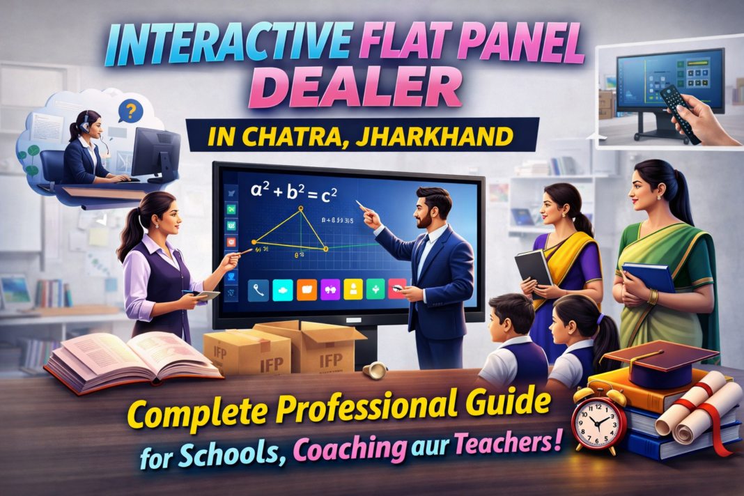 Chatra me interactive flat panel dealer kaise choose karein. Price, features, brands aur complete setup guide ke saath smart classroom setup karein.