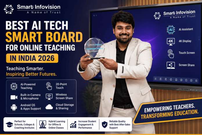 Best AI Tech Smart Board for Online Teaching in India 2026 | Smart Infovision Smart Infovision smart classroom India online teaching smart board AI smart board for schools interactive flat panel India digital classroom technology smart board for coaching institute hybrid learning solution AI classroom technology smart board for online classes