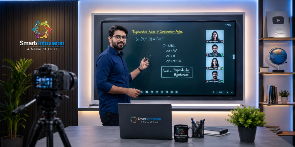 Smart Infovision online class studio setup
Professional digital classroom India
Benchmark studio setup for educators
Smart digital board setup
Online teaching studio for coaching institutes
PM Modi online education initiative
Work from home professional studio
Hybrid classroom setup India