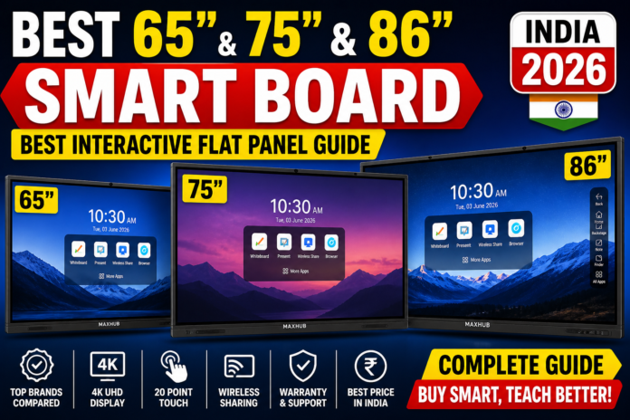 Best 65 75 86 Inch Smart Board India 2026 | Interactive Flat Panel