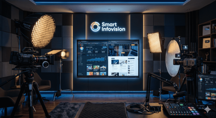 Professional digital creator studio setup with interactive flat panel and cinematic lighting for YouTube and Blogging success. How to Earn Lakhs Online: The Ultimate Digital Studio Setup Guide