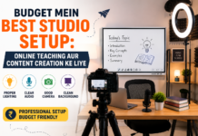 Budget Mein Best Studio Setup: Online Teaching Aur Content Creation Ke Liye Discover how to create the best studio setup on a budget for online teaching and content creation. Learn about lighting, audio, digital boards, cameras, and hybrid classroom solutions.