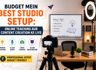 Budget Mein Best Studio Setup: Online Teaching Aur Content Creation Ke Liye Discover how to create the best studio setup on a budget for online teaching and content creation. Learn about lighting, audio, digital boards, cameras, and hybrid classroom solutions.