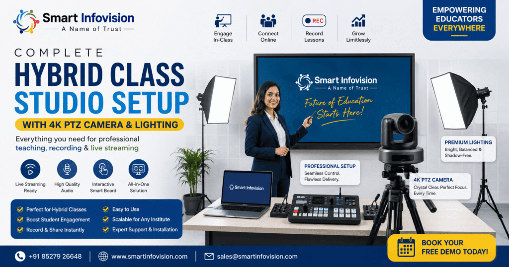 Complete Hybrid Class Studio Setup with 4K PTZ Camera and Lighting
