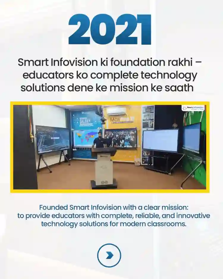 Smart Infovision experience center with multiple Benchmark interactive flat panels and podium setup in 2021