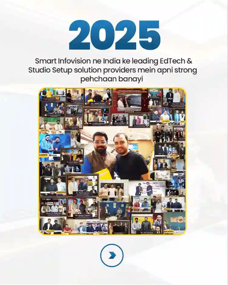 Smart Infovision success story 2025 collage with educators, creators and industry personalities showing its identity in India's EdTech and studio setup industry 