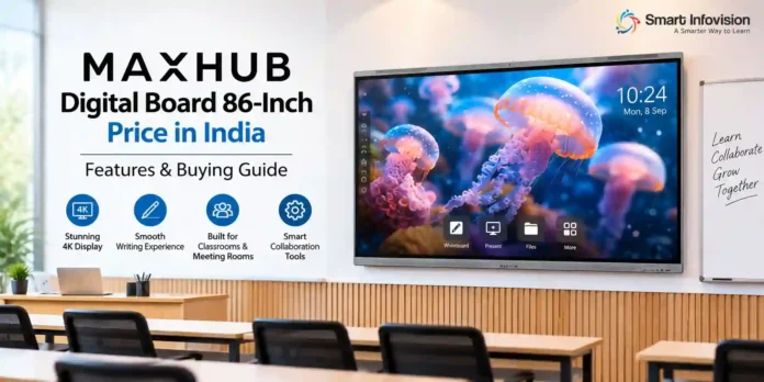 Maxhub Digital Board 86-Inch Price in India – 86-inch MAXHUB digital board in a modern classroom