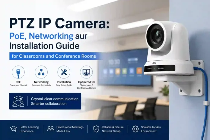 PTZ IP Camera Guide PTZ IP camera with PoE networking setup for classrooms and conference rooms