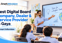 Best Digital Board Company, Dealer & Service Provider in Gaya | Smart Infovision Text: Best Digital Board Company in Gaya – Smart Infovision interactive flat panel for modern classrooms, schools and coaching institutes